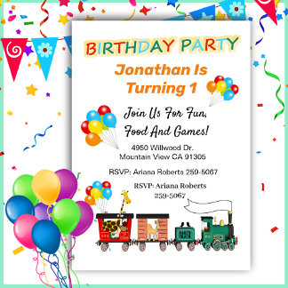 Choo Choo Zug Einladung zum 1. Geburtstag