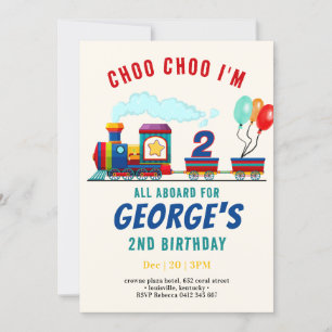 Choo Choo Zug Fahrzeug Transport Geburtstag I Einladung
