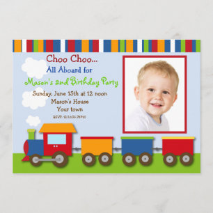 Choo Choo Zug-Foto-Geburtstags-Party Einladungen