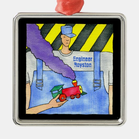 Choo Choo Zug-Ingenieur Silbernes Ornament (Vorne)