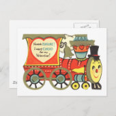 Choo Choo Zug Valentine Feiertagspostkarte (Vorne/Hinten)