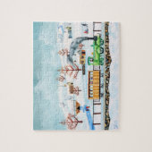Choo choo Zug-Volkskunst-Winterszene Puzzle (Vertikal)