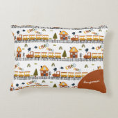 Choo Choo Zugmuster Vorname Kleines Kind Dekokissen (Rückseite)