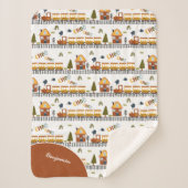 Choo Choo Zugmuster Vorname Kleines Kind Sherpadecke (Vorderseite)