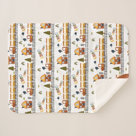 Choo Choo Zugmuster Vorname Kleines Kind Sherpadecke (Vorderseite (Horizontal))