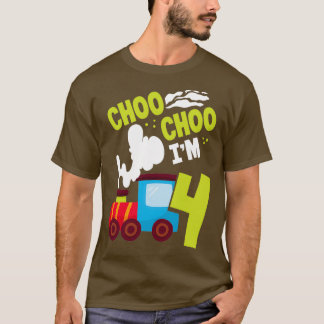 Choo Im 4 Niedlichen Zug Lover Bahn 4. Geburtstag T-Shirt