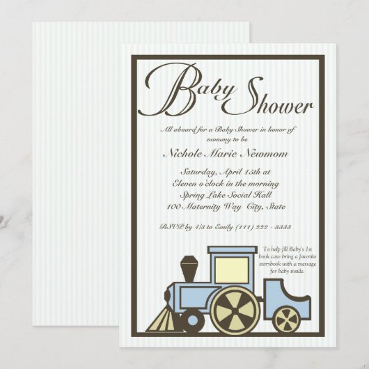 Choo-Kinderwagen Einladung (Vorne/Hinten)