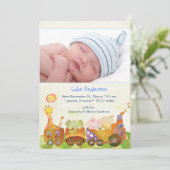 Choo Train Baby Boy Foto Geburtserklärung Ankündigung (Stehend Vorderseite)
