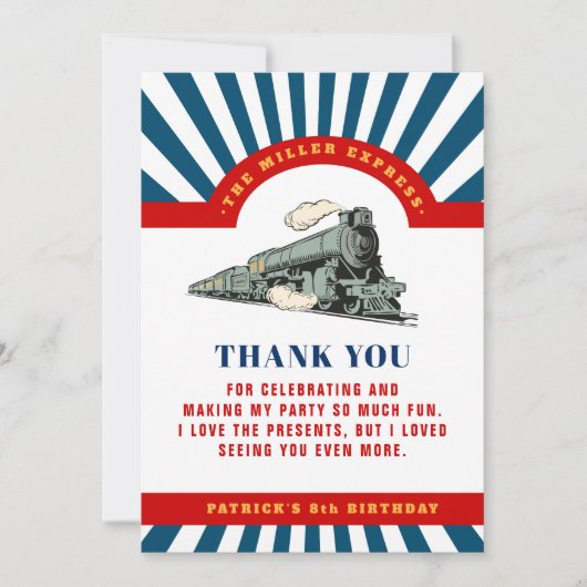 Choo Train Geburtstag Danke Karte (Vorderseite)