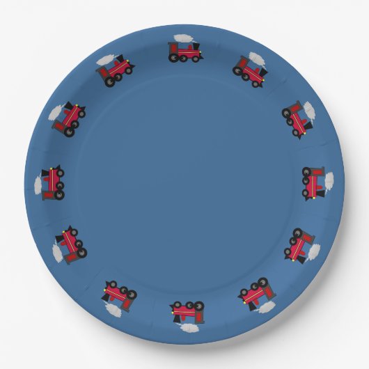 Choo-Zug mit Blue Blackground Plate Pappteller (Vorderseite)