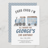 ChooChoo Zugfahrt Fahrzeug Transport Geburtstag Einladung (Vorne/Hinten)