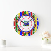 Choografiezuweisung in niedlichen Primärfarben Große Wanduhr (Zuhause)