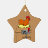Chook Haus-lustiges Huhn auf Haus-Cartoon Keramik Ornament (Rechts)