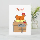 Chook House Funny Chicken auf House Cartoon Einladung (Stehend Vorderseite)