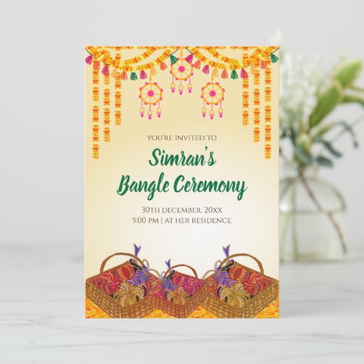 Choora Einladungen & Bangle-Zeremonie (Stehend Vorderseite)