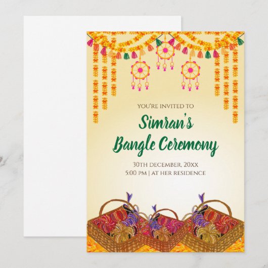 Choora Einladungen & Bangle-Zeremonie (Vorne/Hinten)