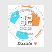 choose ANY team colors athlete name soccer player Aufkleber (Blatt)