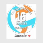 choose ANY team colors athlete name volleyball Aufkleber (Blatt)