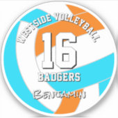 choose ANY team colors athlete name volleyball Aufkleber (Vorderseite)