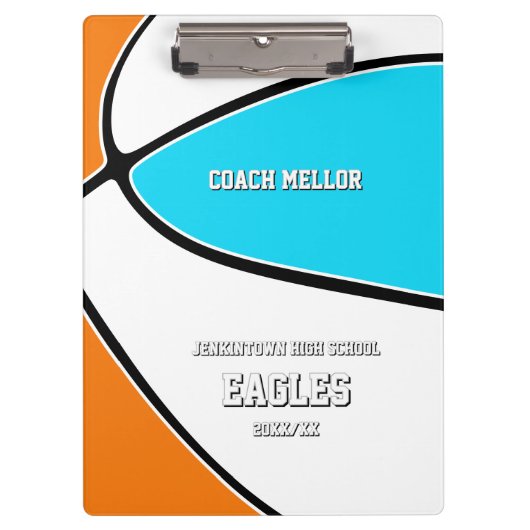 choose ANY team colors basketball coach Klemmbrett (Vorderseite)