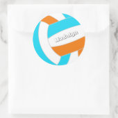 choose ANY team colors volleyball player name Runder Aufkleber (Tasche)