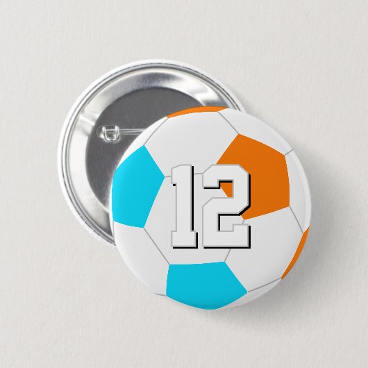 choose ANY team colors w jersey number soccer Button (Vorne & Hinten)