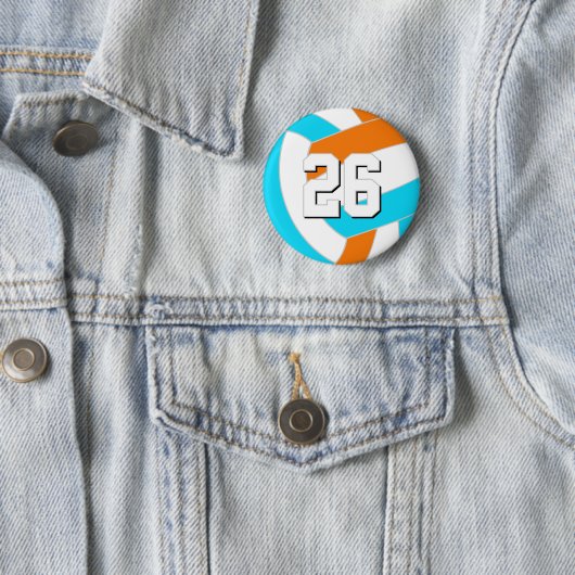 choose ANY team colors w jersey number volleyball Button (Beispiel)
