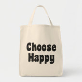 Choose Happy Inspirational Quote Retro Black Text Tragetasche (Vorne)