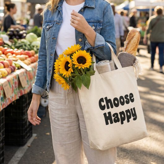 Choose Happy Inspirational Quote Retro Black Text Tragetasche