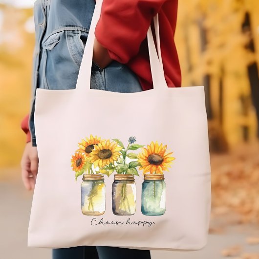 "Choose Happy" Sonnenblume Tasche