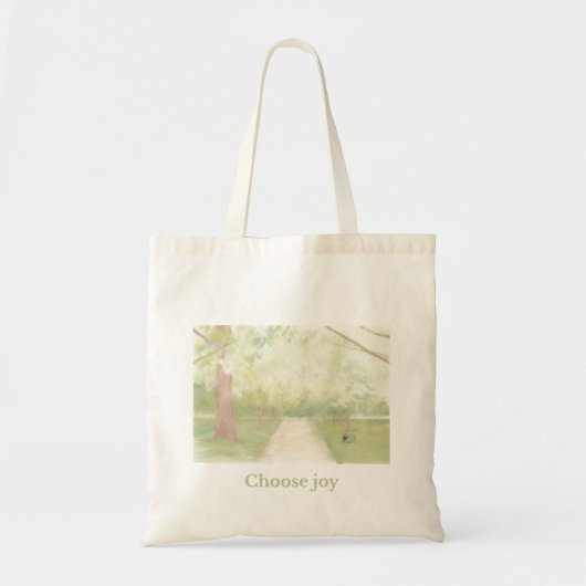 “Choose Joy” Aesthetic Tote Bag – Soft Nature Tragetasche (Vorne)