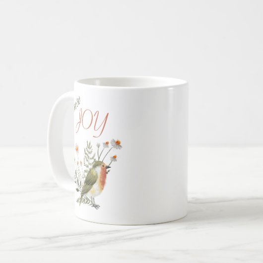 "Choose Joy" ermutigendes Zitat Bird Watercolor Kaffeetasse (Vorderseite Links)