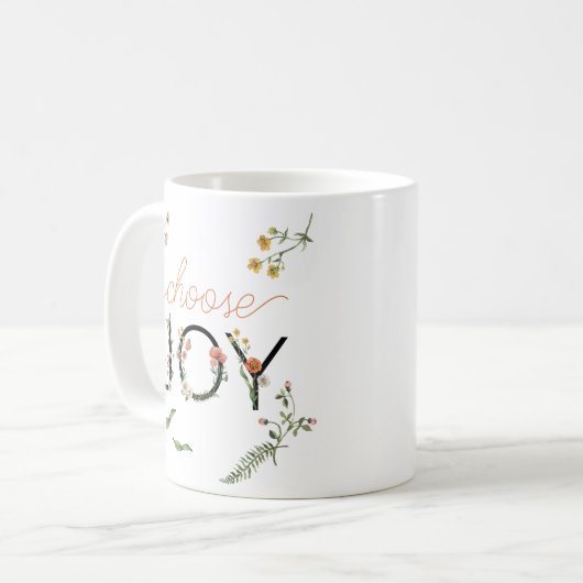 "Choose Joy" Ermutigungsschrift Watercolor Kaffeetasse (Vorderseite Links)