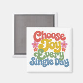 Choose Joy Every Single Day Retro Rainbow Magnet (Vorderseite/Rückseite)