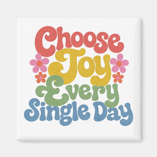Choose Joy Every Single Day Retro Rainbow Magnet (Vorne)