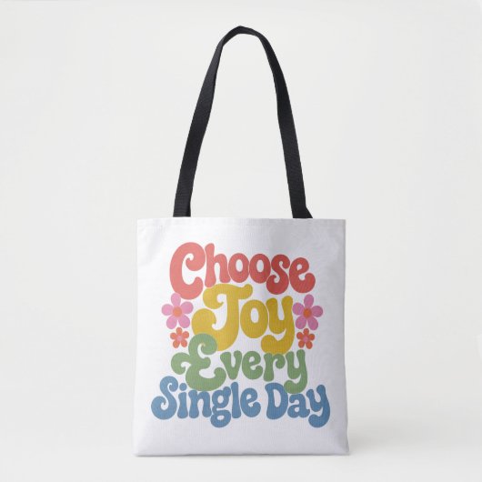 Choose Joy Every Single Day Retro Rainbow Tasche (Vorderseite)