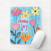 Choose Joy Whimsical Folk Art Floral Mousepad (Mit Mouse)