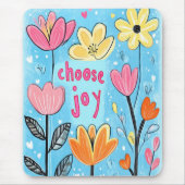 Choose Joy Whimsical Folk Art Floral Mousepad (Vorne)
