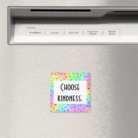 "Choose Kindness" Blurry Rainbow Wavy Dotty Design Magnet (In Situ (Geschirrspüler))