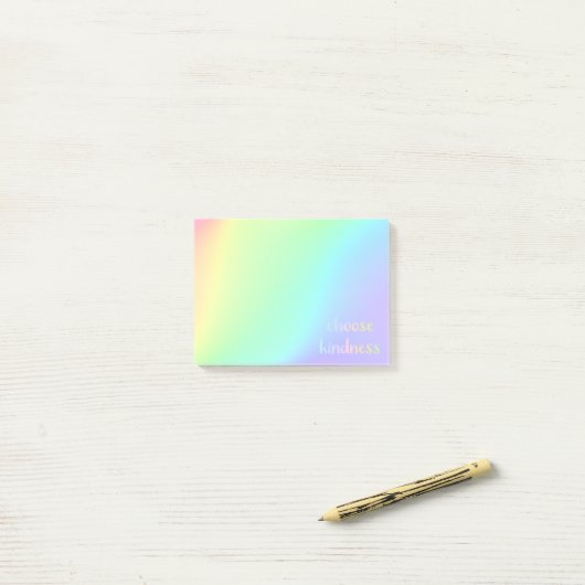 "Choose Kindness" Pastel Rainbow Aesthetic Post-it Klebezettel (Auf Schreibtisch)