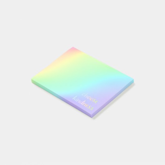 "Choose Kindness" Pastel Rainbow Aesthetic Post-it Klebezettel (angewinkelt)
