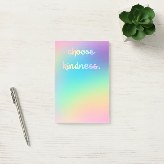 "Choose Kindness" Soft Prismatic Rainbow Gradient Post-it Klebezettel (Büro)