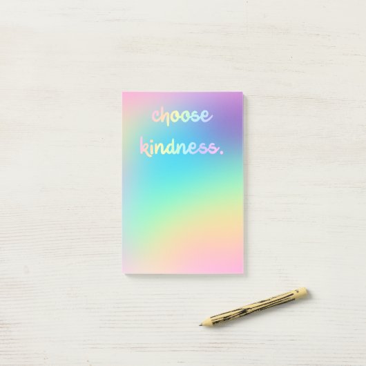 "Choose Kindness" Soft Prismatic Rainbow Gradient Post-it Klebezettel (Auf Schreibtisch)