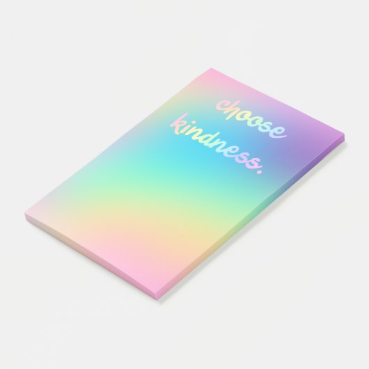 "Choose Kindness" Soft Prismatic Rainbow Gradient Post-it Klebezettel (angewinkelt)