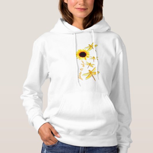 "Choose To Shine" Sonnenblume & Libelle Women's Hoodie (Vorderseite)