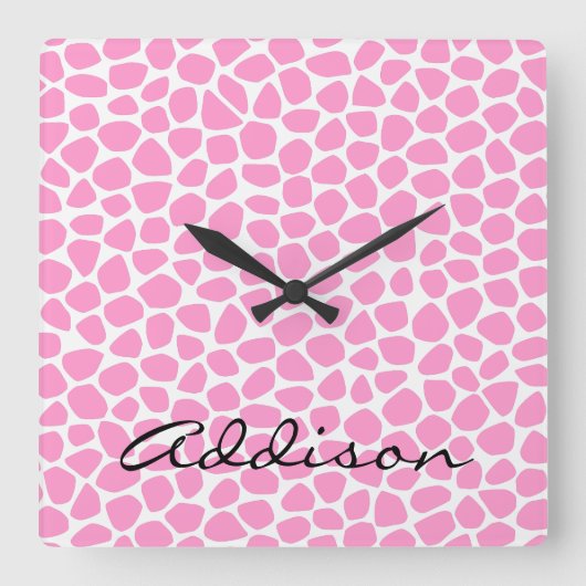 Choose Your Color Giraffe Wall Clock Quadratische Wanduhr (Vorderseite)