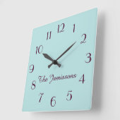 CHOOSE YOUR COLOR, Robins Egg Blue, Personalized Quadratische Wanduhr (Winkel)