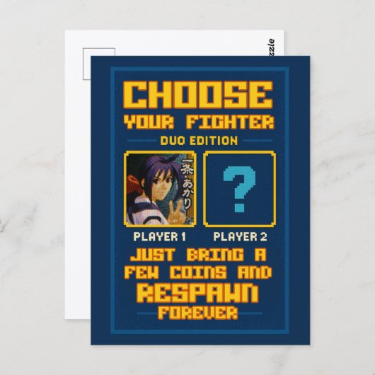 „Choose Your Fighter – Duo Edition“ – Retro Postkarte (Vorne/Hinten)