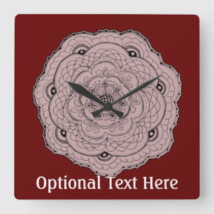 Choose Your Own Color Lace Doily Flower Quadratische Wanduhr