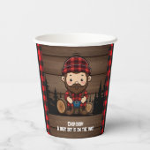 Chop! Rustikale Lumberjack Flannel Babydusche Pappbecher (Rückseite)